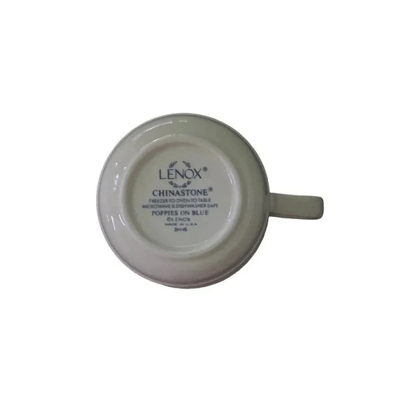 Lenox POPPIES on BLUE, 2 Flat Cups, 2.75" VINTAGE Excellent Condition USA - Picture 14 of 14